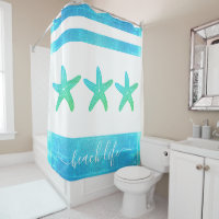 Beach life script turquoise blue ombre starfish