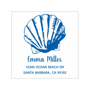 Beach Life Sea Clam Custom Print Return Address Self-inking Stamp