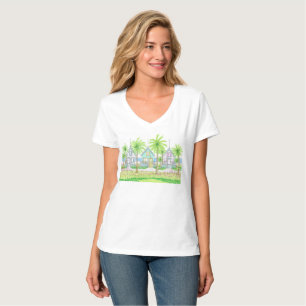 Beach Life Tropical Shack Vneck Tshirt