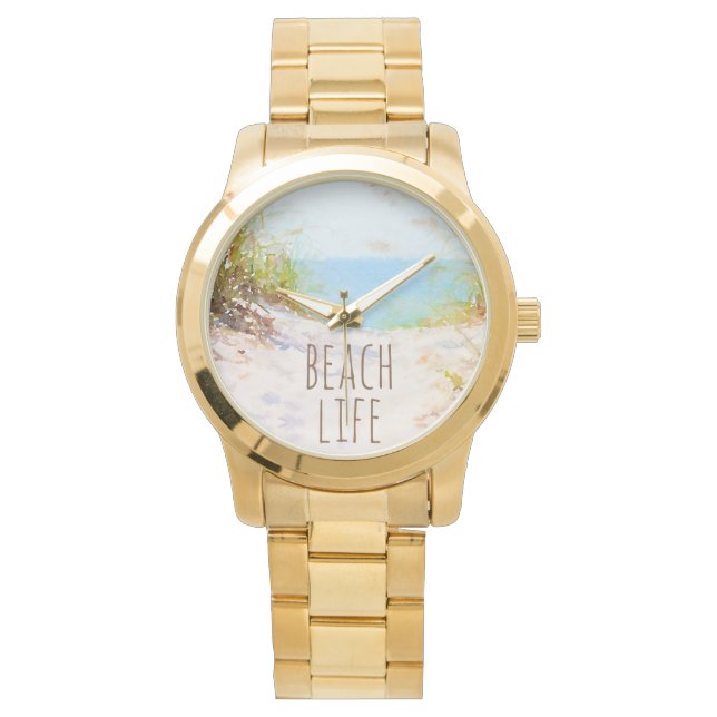 Beach Life Watercolor Beach Path Watch (Front)