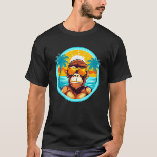 Beach Life with a Monkey Twist Eye Catching Summer T-Shirt