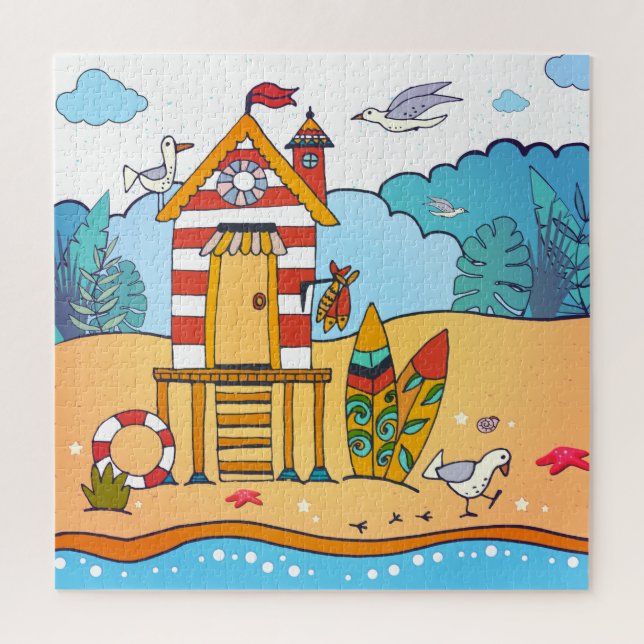 Beach Lifeguard and Surfboards Puzzle (Vertical)