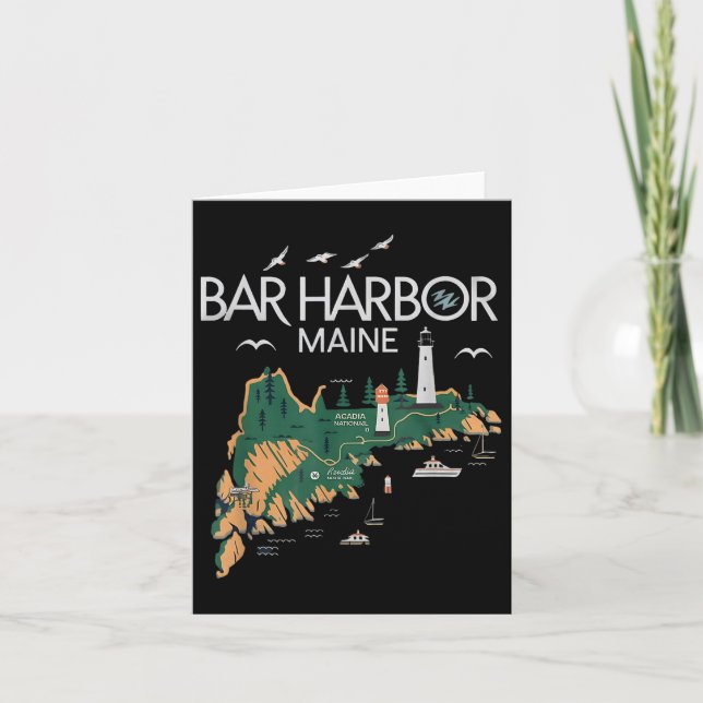 Beach Lighthouse Bar Harbour Maine  Card (Front)