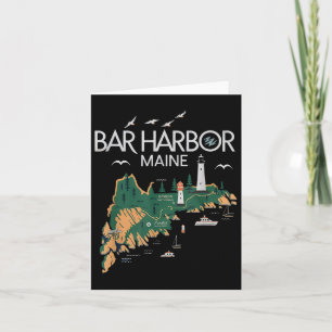Beach Lighthouse Bar Harbour Maine  Card
