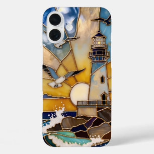 Beach Lighthouse iPhone Case Sunset Waves Birds