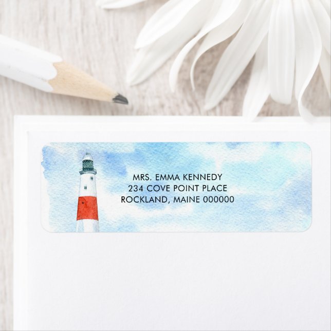 Beach Lighthouse Nautical Themed Return Address  (Insitu)