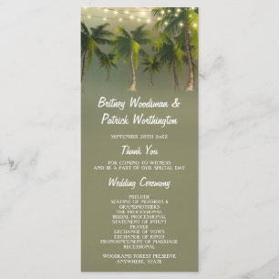 Beach Lights Palm Tree Tropical Wedding Programs Programme