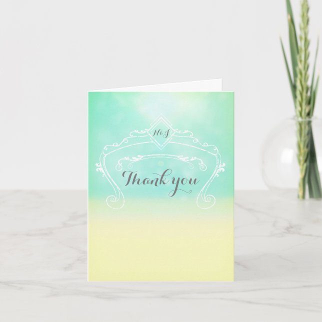 Beach Look Elegant Vintage Wedding Thank You Card (Front)
