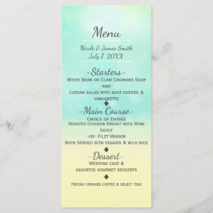 Beach Look Ombre Ocean & Sand Wedding Menu
