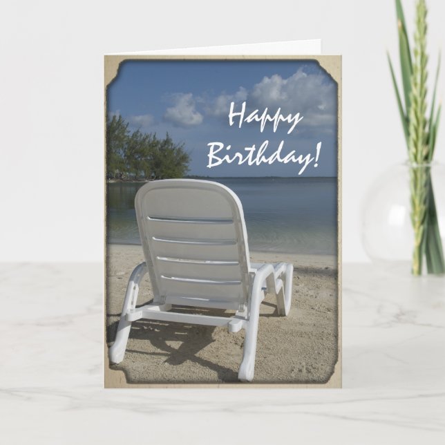 Beach Lounge Happy Birthday Card (Front)