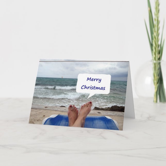 BEACH LOUNGER SAYS "MERRY CHRISTMAS" HOLIDAY CARD (Front)