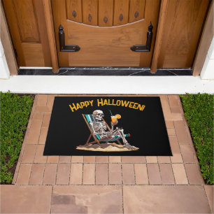 Beach Lounging Skeleton Halloween Doormat
