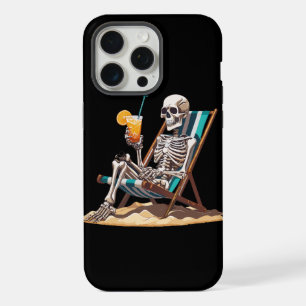 Beach Lounging Skeleton Halloween iPhone 15 Pro Max Case