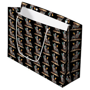 Beach Lounging Skeleton Halloween Large Gift Bag