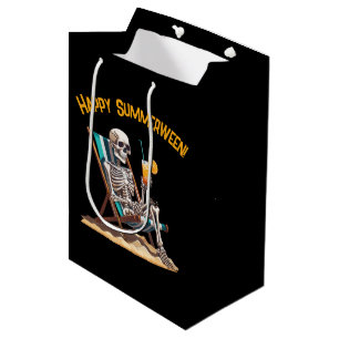 Beach Lounging Skeleton Halloween Medium Gift Bag