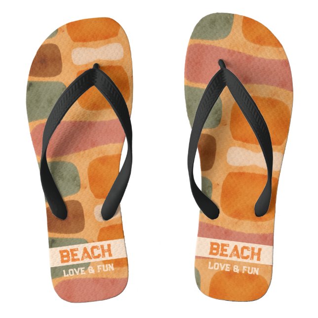 Beach Love & Fun - Hand Painted Orange Brown Rose Jandals (Footbed)