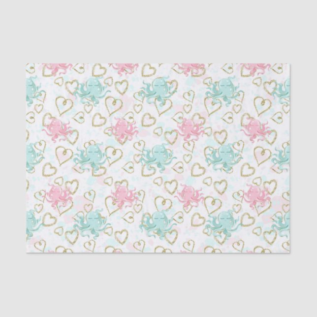 Beach love octopus pattern tissue paper (Front)