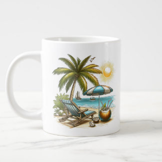 Beach lover large coffee mug