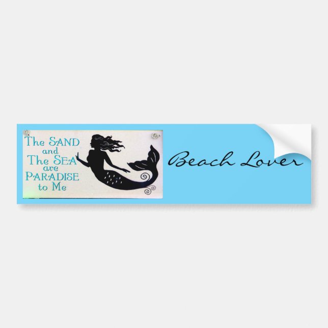 beach lover mermaid bumper sticker (Front)