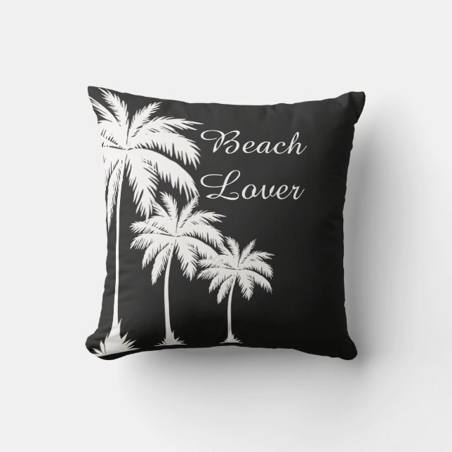 Beach Lover Palm Tree Silhouette Cushion (Front)