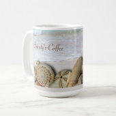 Beach Lovers Seashell and Ocean Custom Coffee Mug (Front Left)
