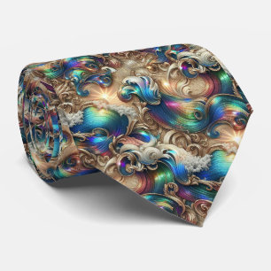 Beach Lovers Tie   Holographic Ocean Waves Pattern