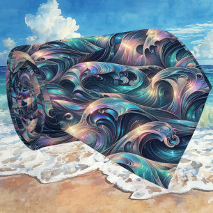 Beach Lovers Tie Holographic Ocean Waves Pattern