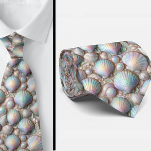 Beach Lovers Tie   Opal Iridecent Seashells 