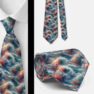 Beach Lovers Tie Rainbow Ocean Coral Pattern