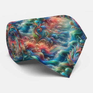 Beach Lovers Tie Rainbow Ocean Coral Pattern