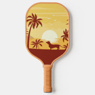 Beach Loving Dachshund Pickleball Gift   Paddle