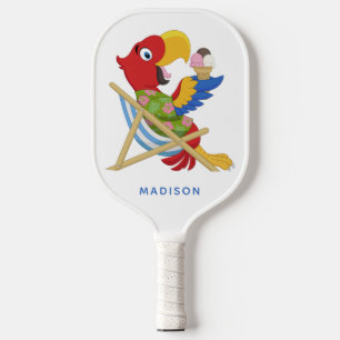 Beach Macaw custom name Pickleball Paddle