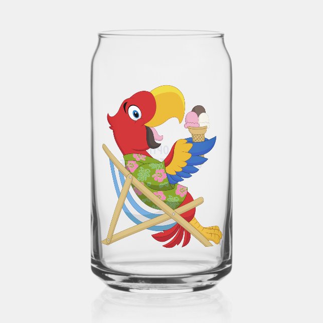 Beach Macaw custom text Can Glass (Front)