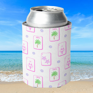 Beach Mahjong Bikini Starfish Palm Tree Tiles Can Cooler