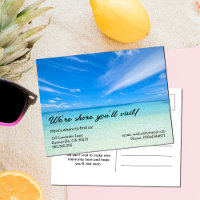 beach meet the neighbours or tell friends postcard