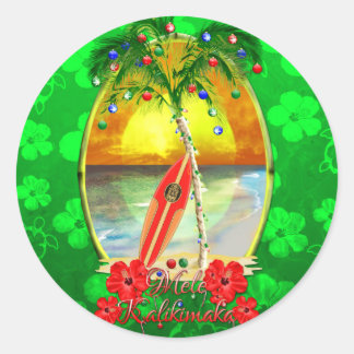 Beach Mele Kalikimaka Classic Round Sticker