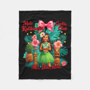 Beach Mele Kalikimaka Hawaiian Tail Party Santa Tu Fleece Blanket