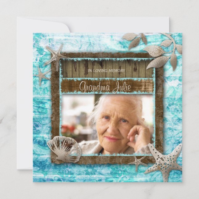 Beach Memorial Announcement Funeral Vintage (Front)