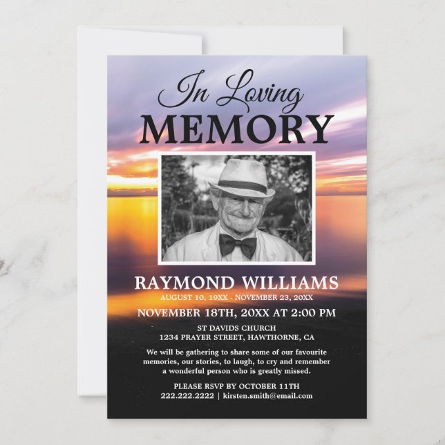 Beach Memorial Service | Celebration of Life Photo Invitation (Front)
