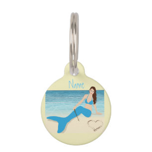 Beach Mermaid Valentine Thunder_Cove Pet Tag