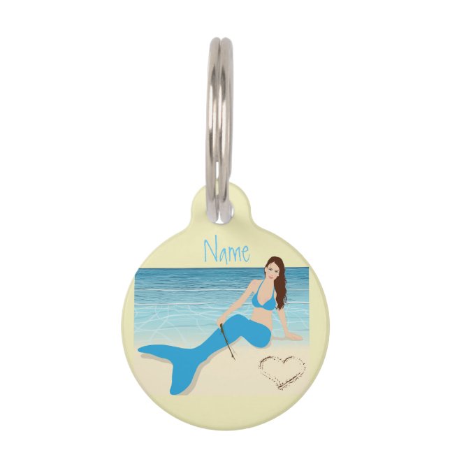 Beach Mermaid Valentine Thunder_Cove Pet Tag (Front)