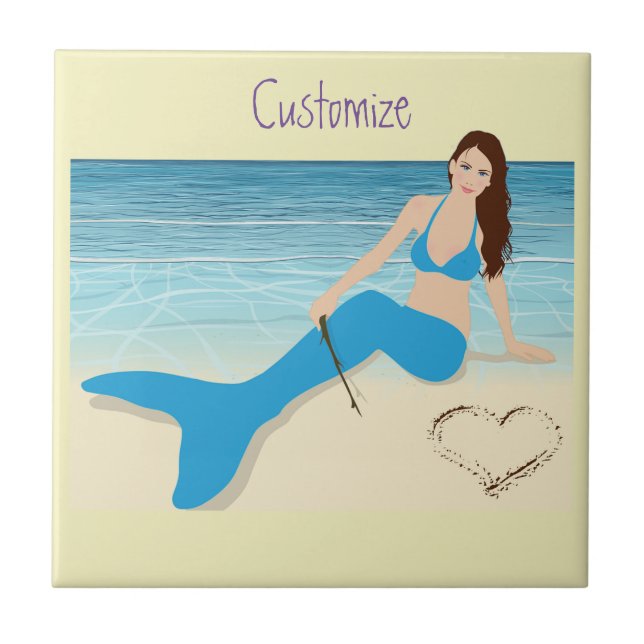 Beach Mermaid Valentine Thunder_Cove Tile (Front)