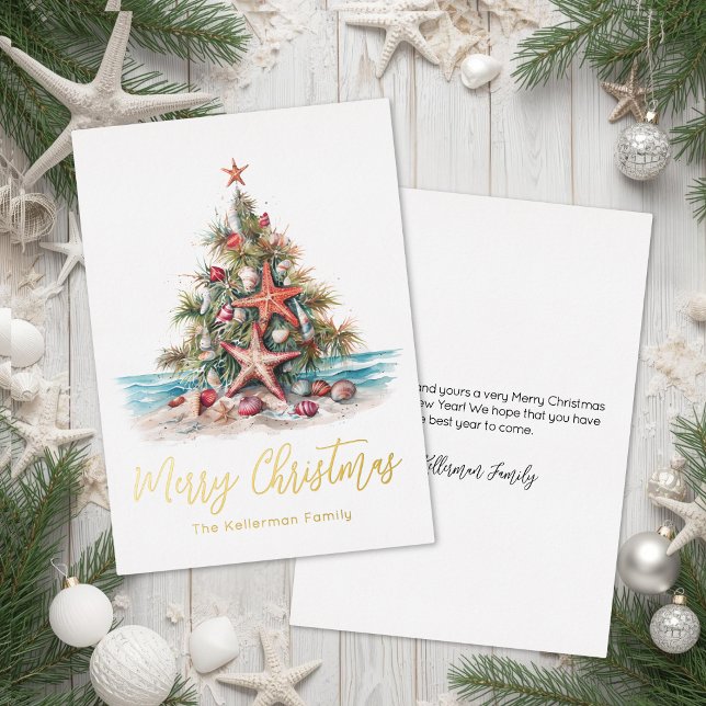 Beach Merry Christmas (Beach Merry Christmas Foil Holiday Card)