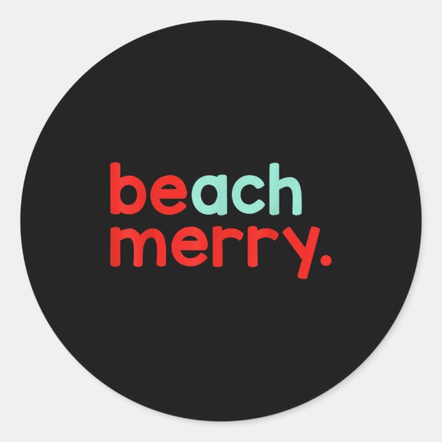 Beach Merry Christmas  Classic Round Sticker (Front)