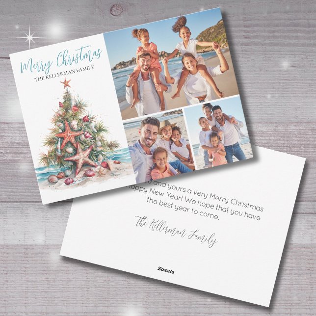 Beach Merry Christmas Family Photo Holiday Card (Beach Merry Christmas Family Photo Holiday Card)