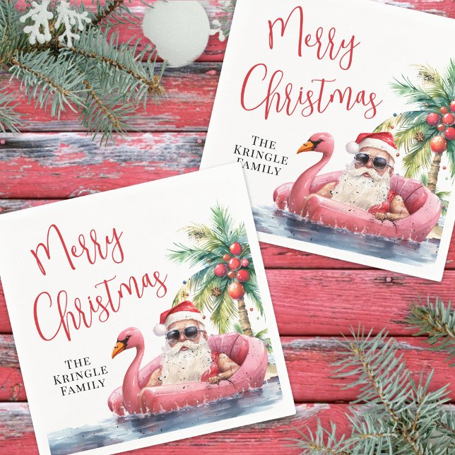 Beach Merry Christmas Napkin (Tropical Beach Merry Christmas Napkins)