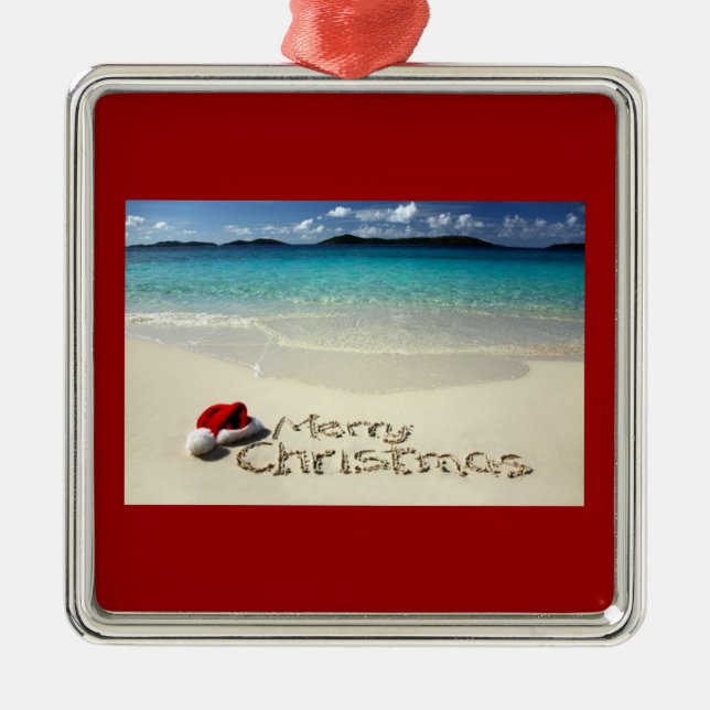 BEACH MERRY CHRISTMAS ORNAMENT (Front)