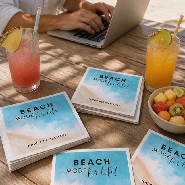 Beach Mode for Life | Retirement | Persoanlize It Napkin (Creator Uploaded)