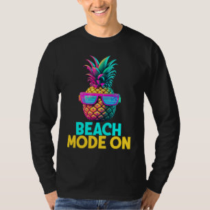Beach Mode On Funny Retro Pineapple Sunglasses Vac T-Shirt