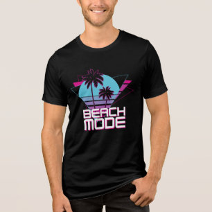 Beach Mode Retro Palm Trees Sunset Tri-Blend Shirt